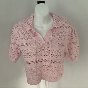 Industry Lt. Pink Crochet Knit Top Sz. M